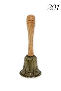 Dzwonek w kolorze starego złota z drewnianą rączką O/201
