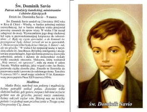 Obrazek religijny Św. Dominik Savio - paczka 100 sztuk