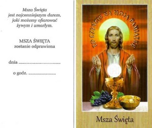Msza święta w intencji - obrazek paczka 100 sztuk