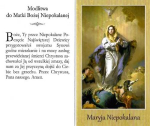 Modlitwa do Matki Bożej Niepokalanej - obrazek paczka 100 sztuk
