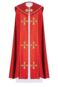 Kapa liturgiczna haftowana czerwona IHS