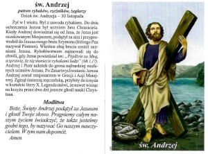 Święty Andrzej - obrazki z modlitwą i biografią