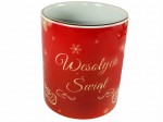 Kubek Świąteczny "Wesołych Świąt" czerwono-złoty