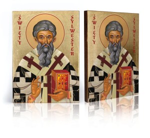 Ikona z certyfikatem - Święty Sylwester