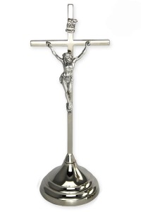 Krzyż prosty stojący w kolorze srebrnym
