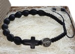 KL8463 RÓŻANIEC NA RĘKĘ, BRANSOLETKA ONYKS MATOWY Z MEDALEM BENEDYKTA