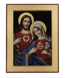Ikona malowana - Serce Jezusa, Serce Maryi