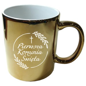 Kubek metaliczny złoty - Pierwsza Komunia Święta
