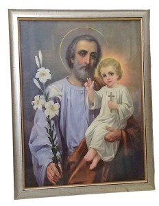 Obraz z wizerunkiem Św. Józefa w srebrnej ramie