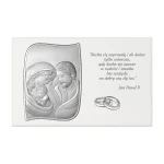 Obrazek posrebrzany Św. Rodzina z cytatem Jana Pawła II