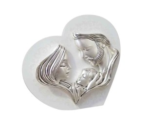 Obraz posrebrzany 3D - Święta Rodzina w sercu