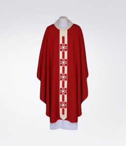 Ornat czerwony z nowoczesnym haftem 1-263-21