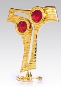 Relikwiarz franciszkański TAU na dwie relikwie wysokość 21 cm 226