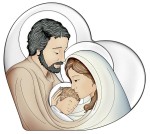 Obrazek posrebrzany Św. Rodzina z kolorowymi dodatkami W/6811