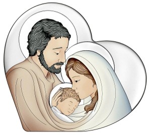 Obrazek posrebrzany Św. Rodzina z kolorowymi dodatkami W/6811