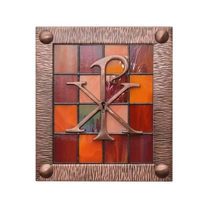 Tabernakulum mosiężne ze szkłem witrażowym PB/0704