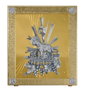 Tabernakulum mosiężne z okuciami i motywem baranka PB/0710