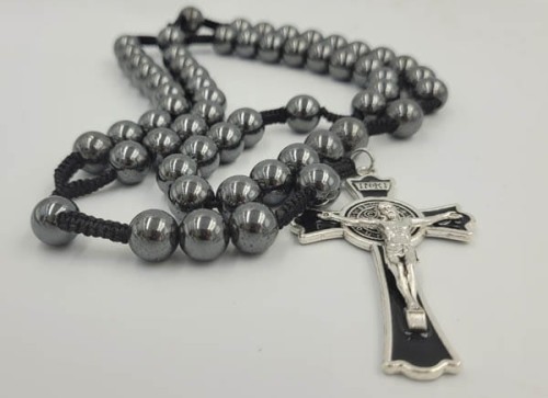 duży różaniec hematytowy