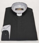 Czarna koszula kapłańska z wstawkami w kratę KK17- ostatnie sztuki !!