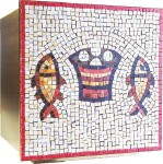 Tabernakulum mosiężne z motywem rozmnożenia chleba i ryb TB029