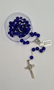 Różaniec z kamieni naturalnych kocie oko szafirowe