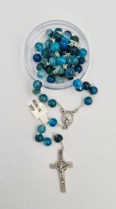 Różaniec z kamieni naturalnych Agat Niebieski