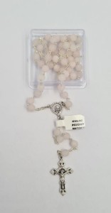 RÓŻANIEC Z KAMIENI NATURALNYCH KWARC RÓŻOWY MATOWY 