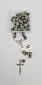 RÓŻANIEC Z KAMIENI NATURALNYCH JASPIS SZARY 