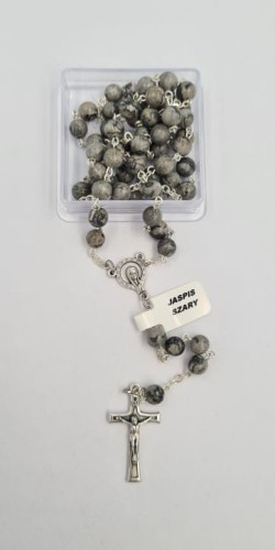 Różaniec z kamieni naturalnych jaspis szary