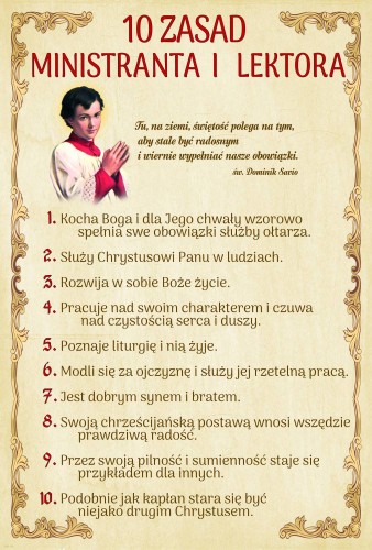 Plakat - 10 zasad Ministranta i Lektora