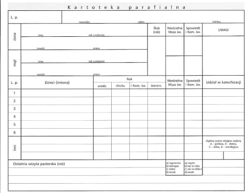 Karty kartoteki parafialnej-1