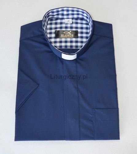 KOSZULA KAPŁAŃSKA GRANATOWA Z DUŻĄ KRATKĄ /KK08-PROMOCJA-1