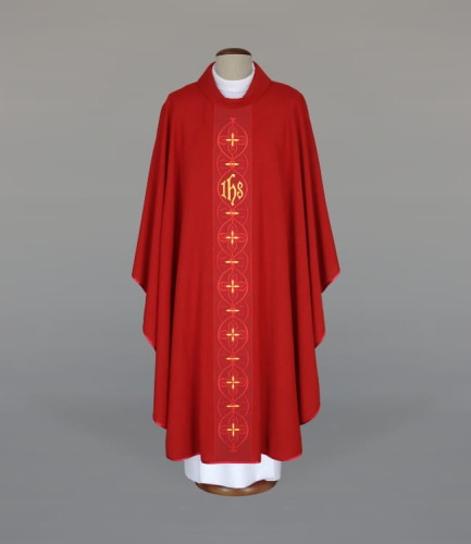 Ornat czerwony z ozdobnym pasem