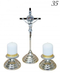 Zestaw kolędowy nr 35. Krzyż tradycyjny - srebrny z aureolą.