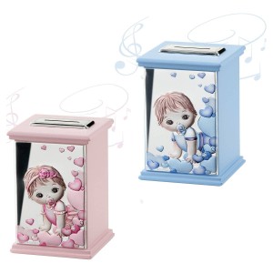 Skarbonka z pozytywką-prezent na Chrzest Św. roczek, urodziny