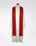 Stuła kapłańska czerwona z delikatnym krzyżem 4-344-2
