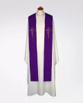 Stuła kapłańska fioletowa z delikatnym krzyżem 4-344-4
