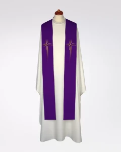 Stuła kapłańska fioletowa z delikatnym krzyżem 4-344-4