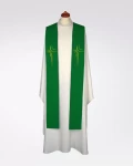 Stuła kapłańska zielona z delikatnym krzyżem 4-344-3