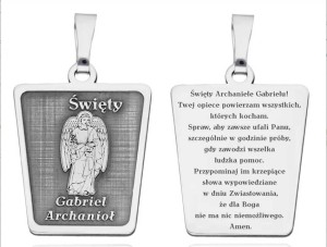 Medalik srebrny rodowany Św. Gabriel Archanioł