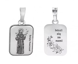 Medalik srebrny rodowany Św. Franciszek 