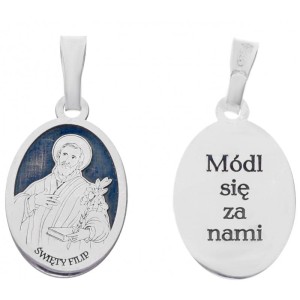 Srebrny medalik rodowany Ag 925 Św. Filip 