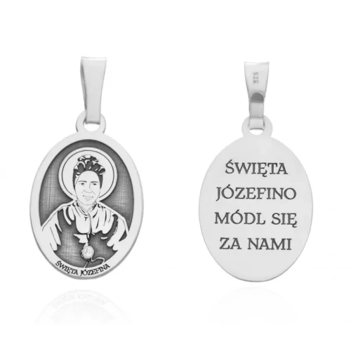 Srebrny medalik Ag 925 rodowany Święta Józefina
