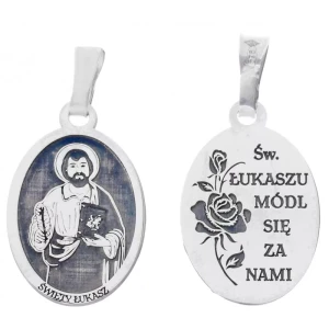 Srebrny medalik z wizerunkiem Świętego Łukasza 