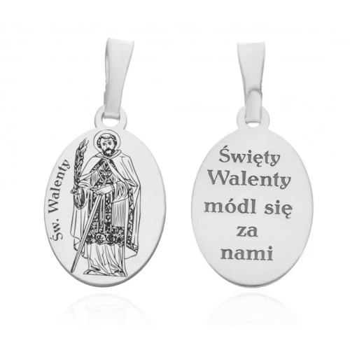 Srebrny medalik Ag 925 rodowany Święty Walenty