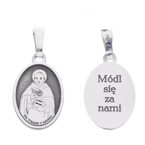 Srebrny medalik Ag 925 rodowany Święty Tomasz z Akwinu MDC055R
