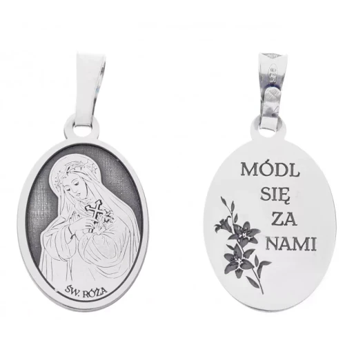 Srebrny medalik Ag 925 Rodowany Święta Róża