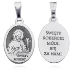 Srebrny medalik Ag 925 rodowany Święty Robert 