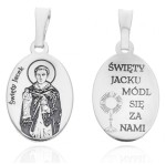 Medalik srebrny rodowany - Święty Jacek