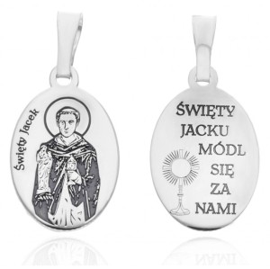 Medalik srebrny rodowany - Święty Jacek
